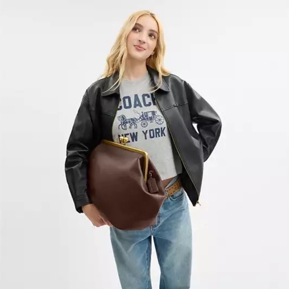 COACH Large Kisslock Frame Bag, Wallet, Bag Chain NEW W/TAGS Dark Brown CBR51 - Picture 13 of 15